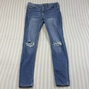 Hollister Women's Jeans Sz 11R Blue Distressed 30x30 Holes Knees